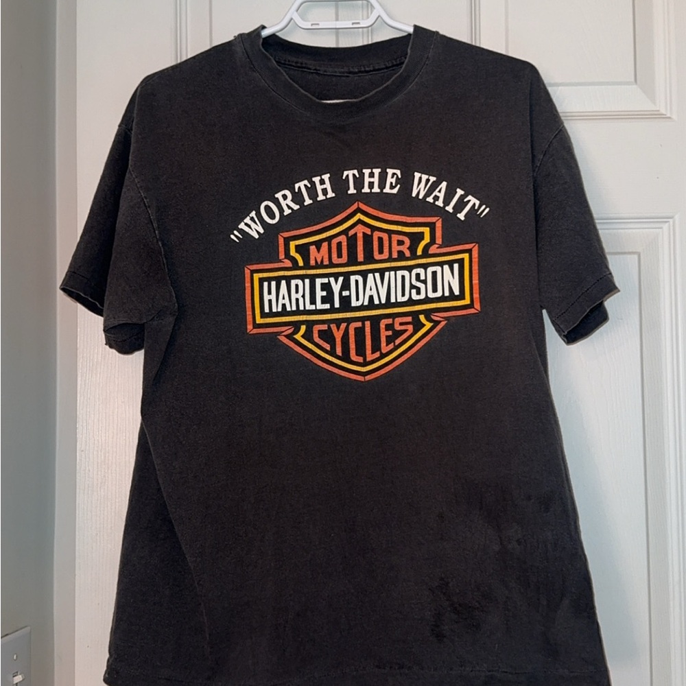 Harley-Davidson Black Tee with Orange and Yellow Shield Logo